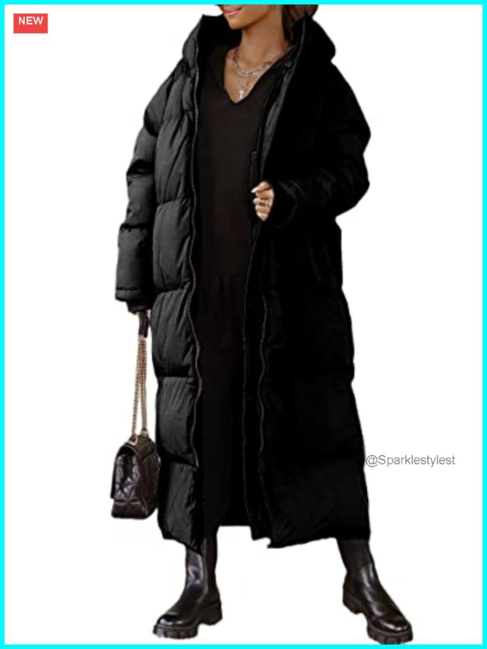 Women's Long Quilted Hooded Maxi Puffer Coat Warm Winter Outerwear
